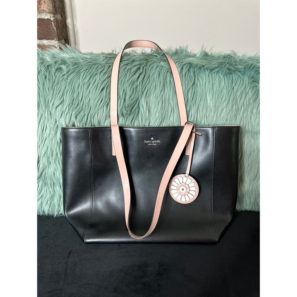 Kate Spade Magnolia Street Tote Bag Large Black Zip Close Leather CLEAN